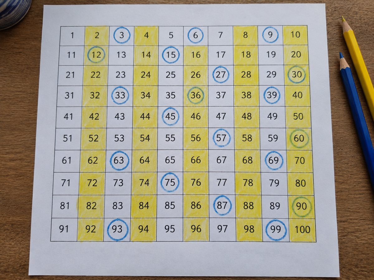 1~100 수표 배수 색칠